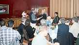 Annelise Gerber and Mary-Jean Gabriel (receiving Bronze medals from SASAqS president Kevin Rogers)